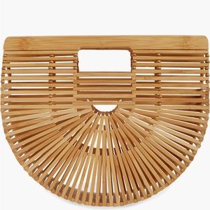 cult gaia Bamboo Ark Half-Moon Handbag - Natural Tan